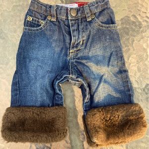 Baby Gap 5-Pocket Jeans with Faux Fur Cuffs 0-3 Months